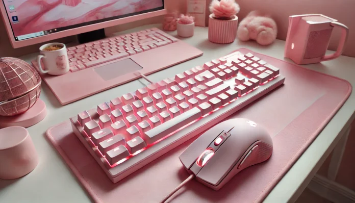 pink gaming keyboard and mouse